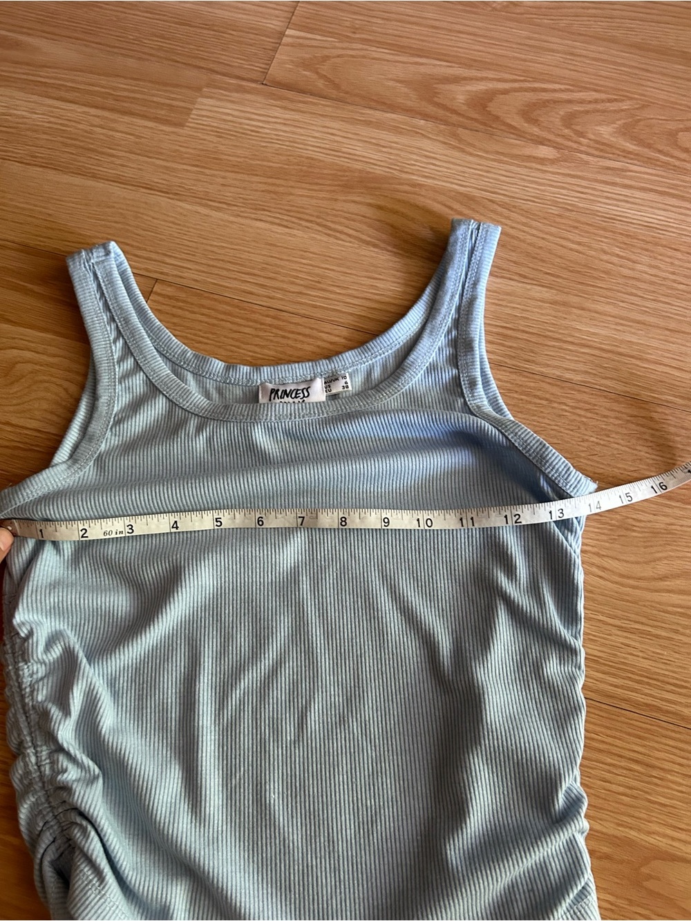 Princess Polly Light Blue Ribbed Ruched Top Size 6 - Picture 5 of 7